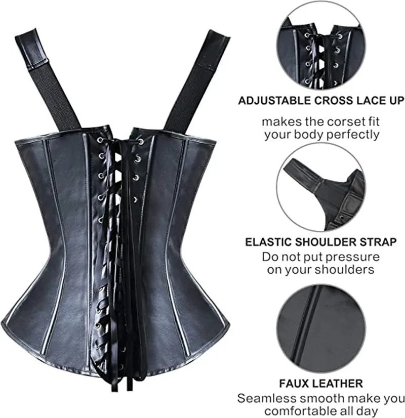 Kanten korset bdsm bondage uitrusting voor dames kunstleer_voghion.com