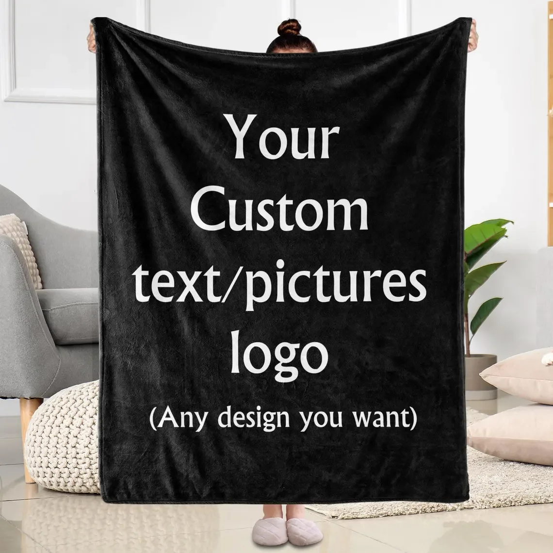 Personalized Photo Blanket Customized Print on Demand Dropshipping Warm Throw Blankets for Boyfriend Girl