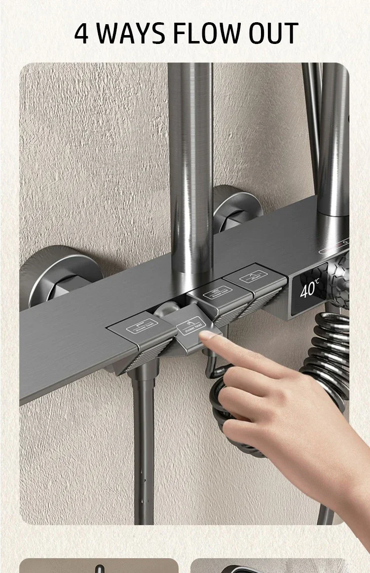 Description Picture 3 of itemHot Cold Bath Shower Rain Mixer Faucet Bathroom LCD Digital Thermostatic Shower System Bathtub Wall Mount Full Set Modern Grifo