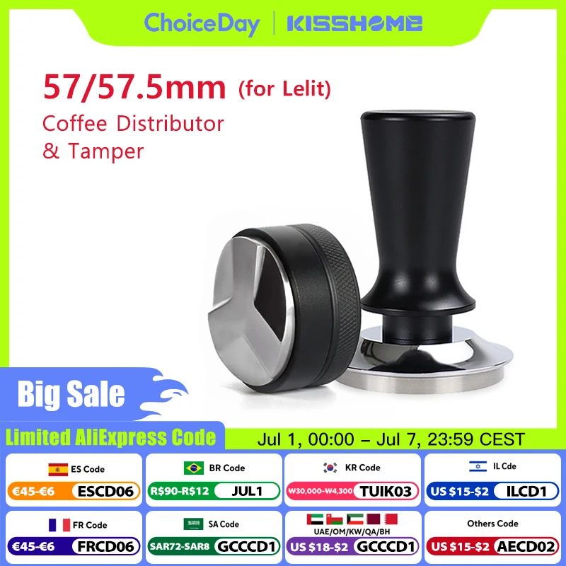 Tamper caffè 57mm 57.5mm Strumenti distributori di elasticità a pressione costante per accessori per macchine per caffè espresso Lelit Anna Barista