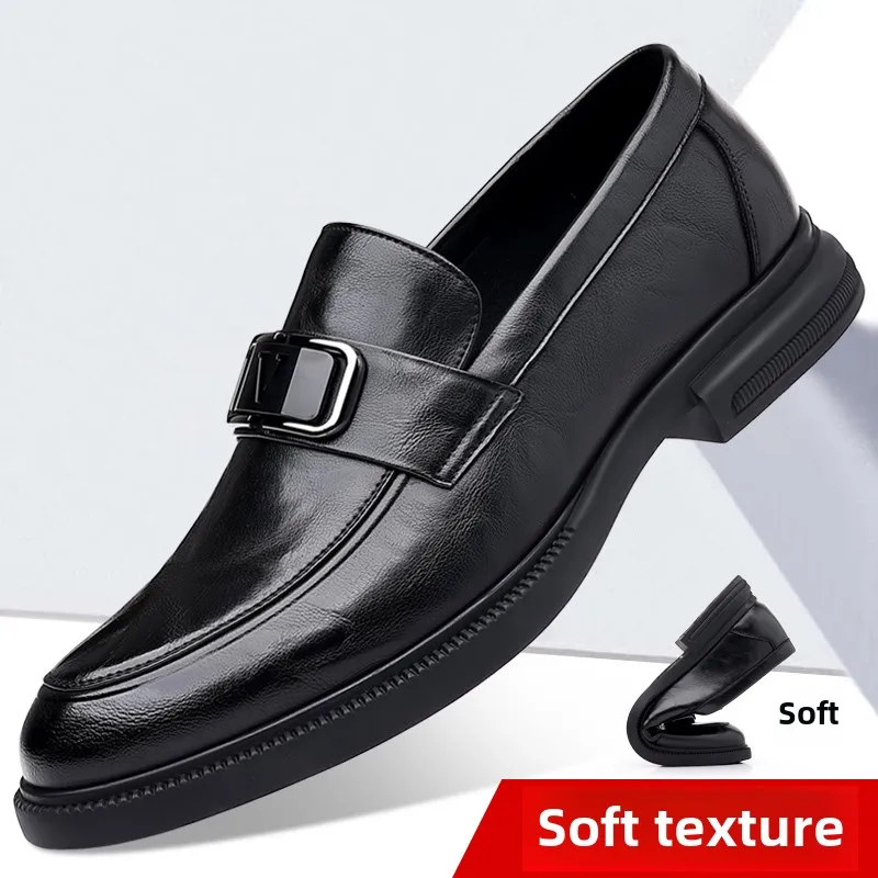 New Leather Shoes for Men Deodorant Breathable Casual British Business Formal Wear All The Trend Youth Pointed Head Increase
