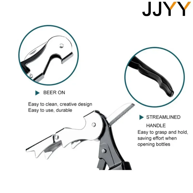 JJYY Stainless Steel Wine Opener Professional Waiters Corkscrew Beer Bottle Opener and Foil Cutter Gift for Wine Lovers