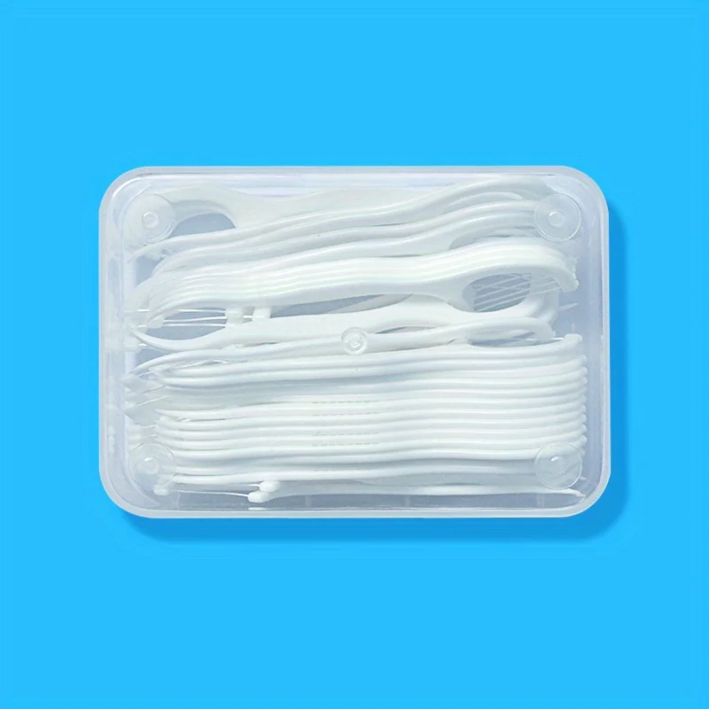 Dental Floss Sticks Dental Floss Plastic Toothpicks-Disposable Cleaning between Teeth-Separate Box-Oral Care 100Pcs