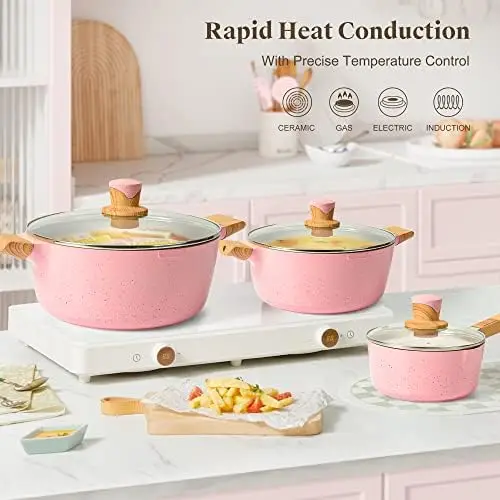 Pots And Pans Set, Imarku 16-piece Cookware Sets Nonstick Granite Coating,  Induction Kitchen Cookware Easy To Clean - Cookware Sets - AliExpress