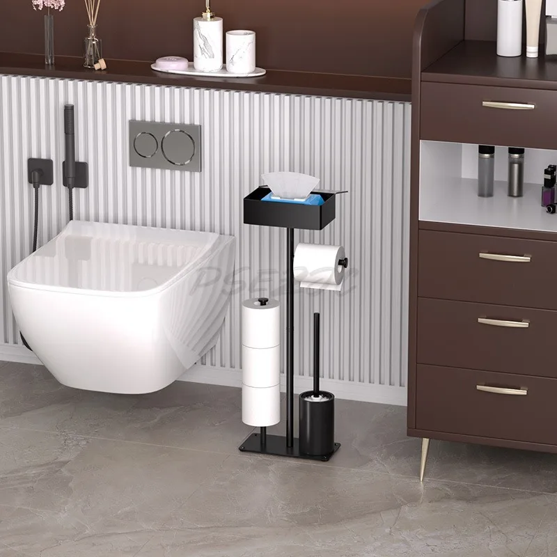 Toilet Tissue Holder Stainless Steel Floor Standing Roll Paper Holder Bathroom Floor Toilet Paper No Drill Holes