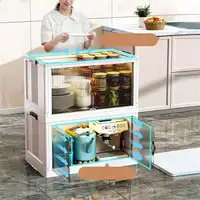 มัลติฟังก์ชั่พลาสติกตู้ครัวเฟอร์นิเจอร์ชั้น Multi-Layer ตู้ห้องนั่งเล่นที่เรียบง่ายกล่องเก็บของพับได้ 4