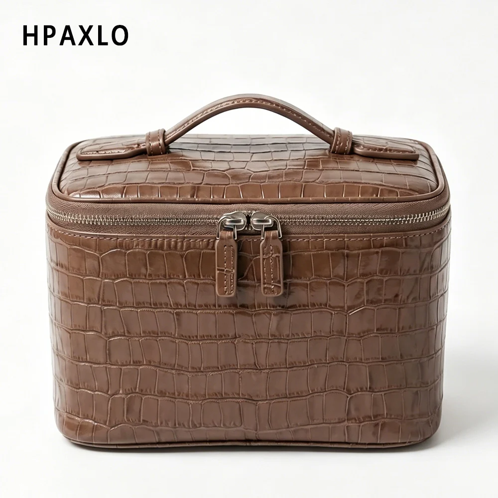 Trending Crocodile Embossed Himalaya Leather Toiletry Bag Large Capacity Travel Cosmetic Pouch Monogram Initial Customization 4