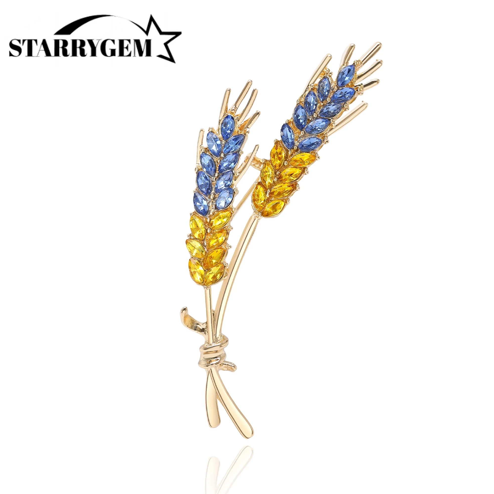Rhinestone Ear of Wheat Brooches for Women Unisex 5-color Plant Pin Office Party Friend Gifts Accessories