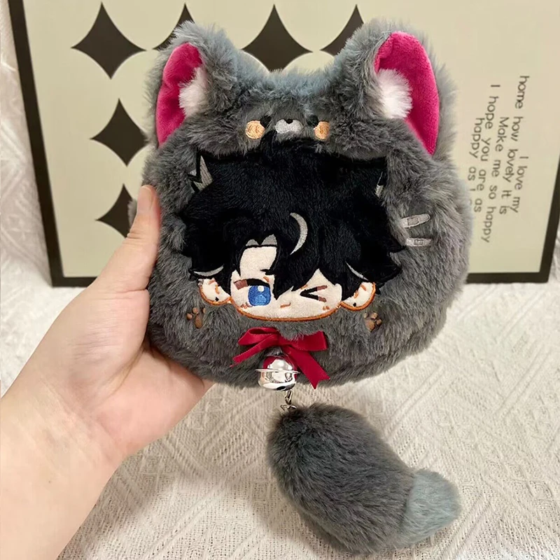 

Furry Genshin Impact Wriothesley Cosplay Coin Purse Kawaii Cat Ear Cartoon Soft Plush Wallets Game Pendant Keychain Bag Gift