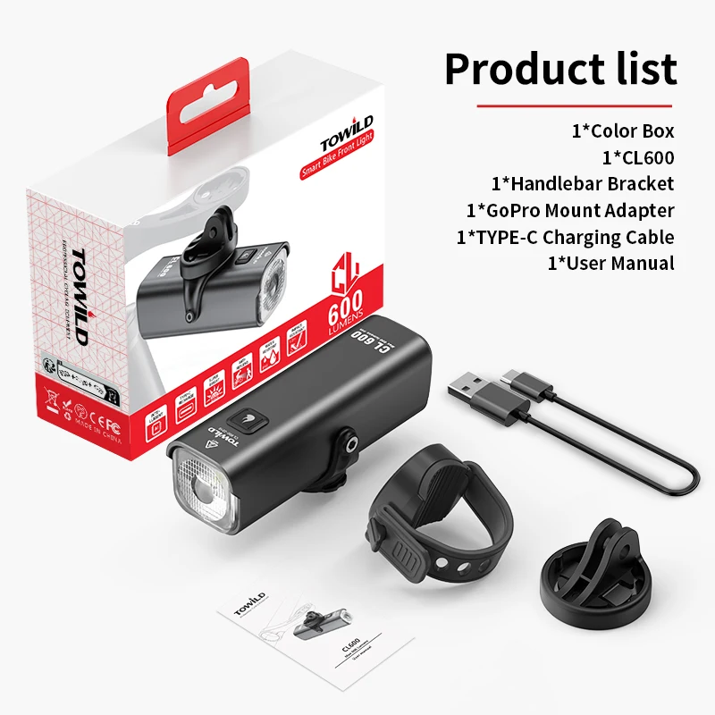 مصباح أمامي خفيف من TOWILD CL600 Lumen للدراجة من...