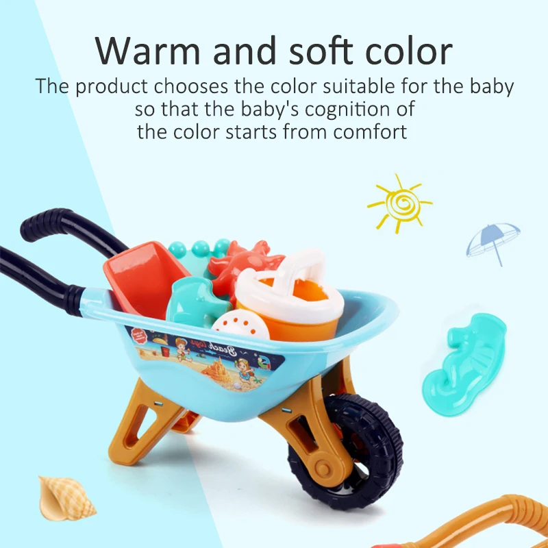 Beach Toy Stroller Kids Excavator Toy Kids Wheelbarrow Kid Sand Toys Set Cart Beach Sand Toy Plastic Kids Sand Playset Baby 6