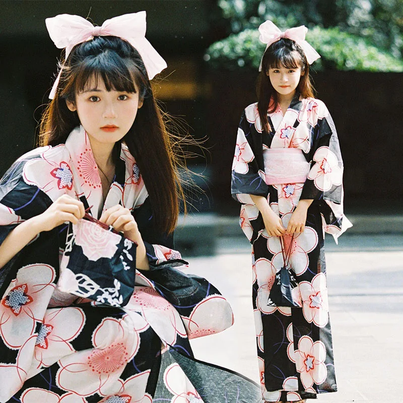 Fashion National Trends Women Sexy Kimono Yukata With Obi Novelty Evening Dress Japanese Cosplay Costume Floral Kimono Women's japanese kimono,japanese kimono cardigan,japanese kimono shirt