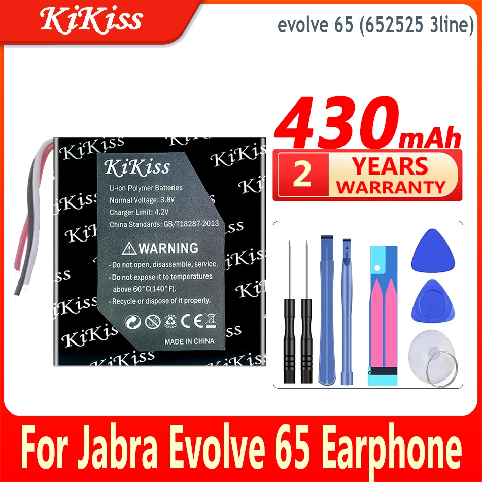 Batteria Kikiss 430Mah 652525 (3 Linee) Per Jabra Evolve 65 80 Auricolare Cp-Gn650 Muslimah