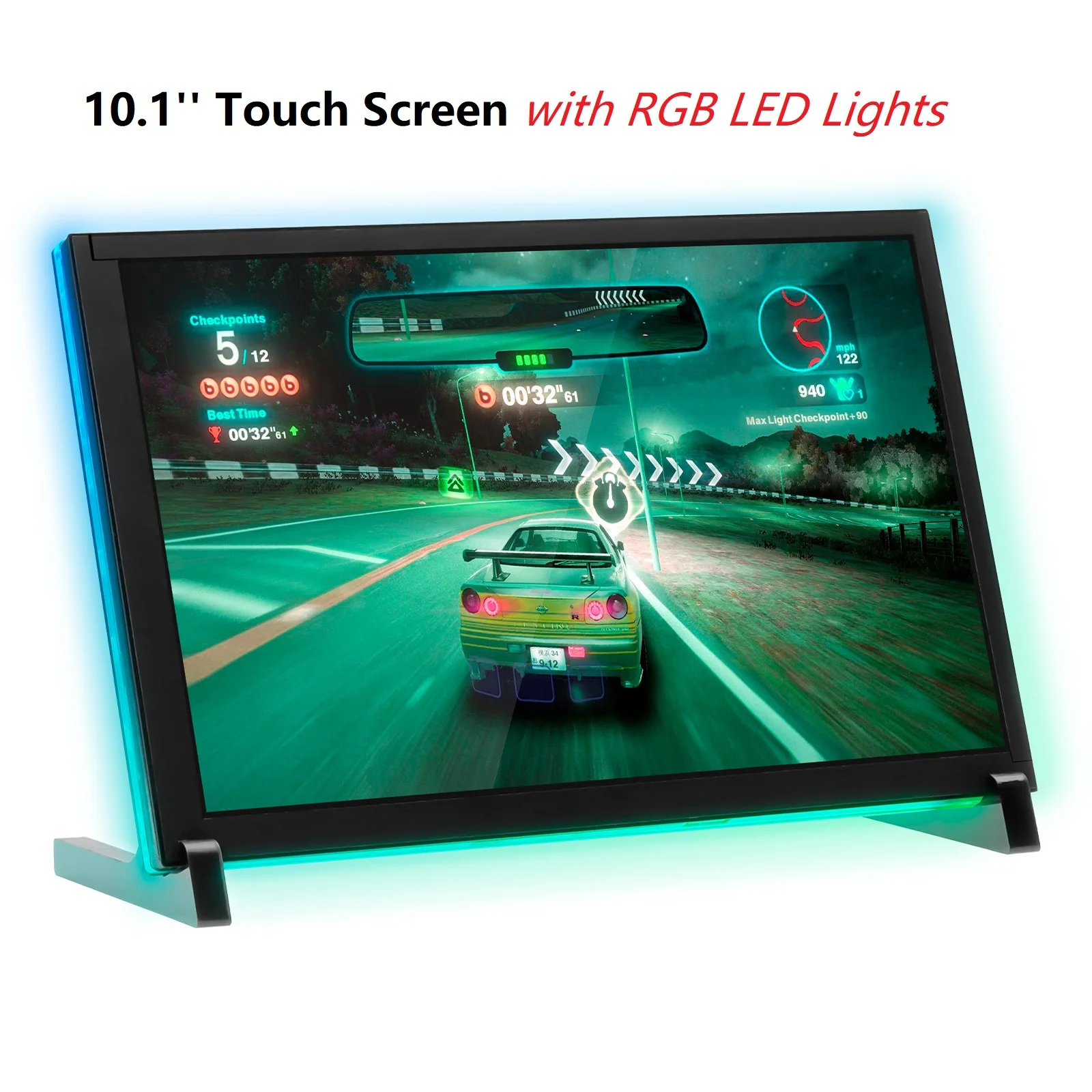 10.1'' Touch Screen with RGB LED Lights,RGB Lights Switch,19 Scene Modes,Backlight Control, 1280*800,for Raspberry Pi 3B/3B+/4B 7 inch raspberry pi 4b 3b 3b touch screen 1024 600 800 480 lcd display optional holder also for pc laptop nvidia jetson nano