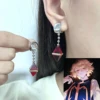 Anime HUNTER×HUNTER Kurapika Ear Clip No Piercing Eardrop Red Zircon Pendant Unisex Gothic Earrings Cosplay Accessories Prop 1