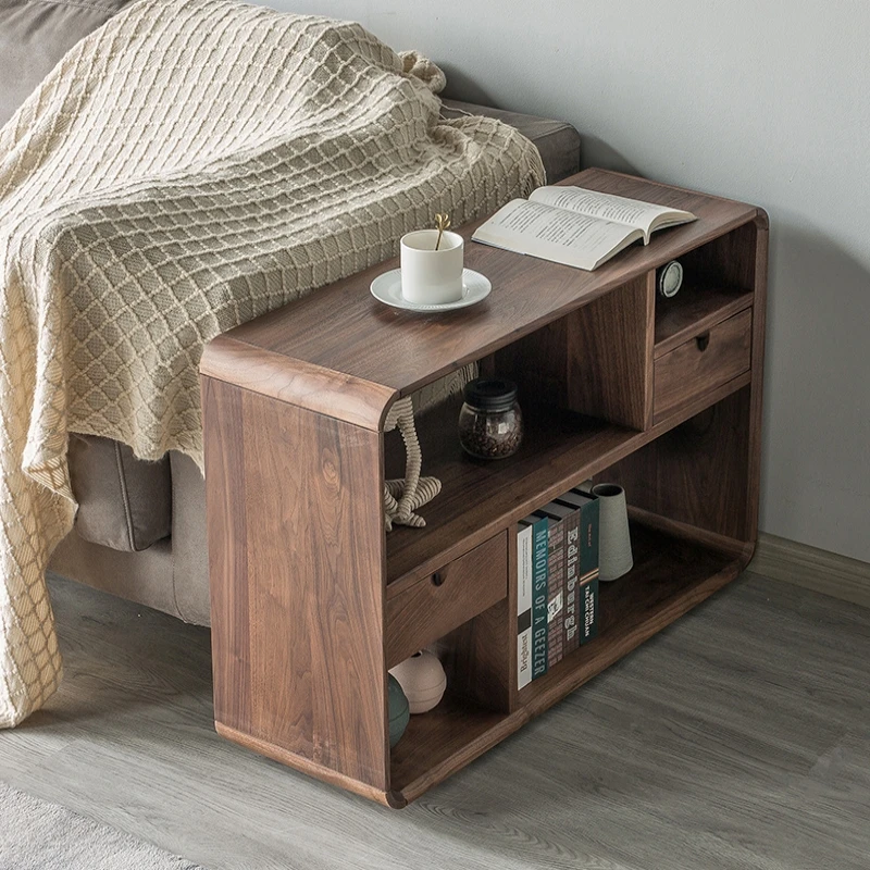 Living room sofa side cabinet multi-functional storage locker simple modern shelf creative solid wood small side table