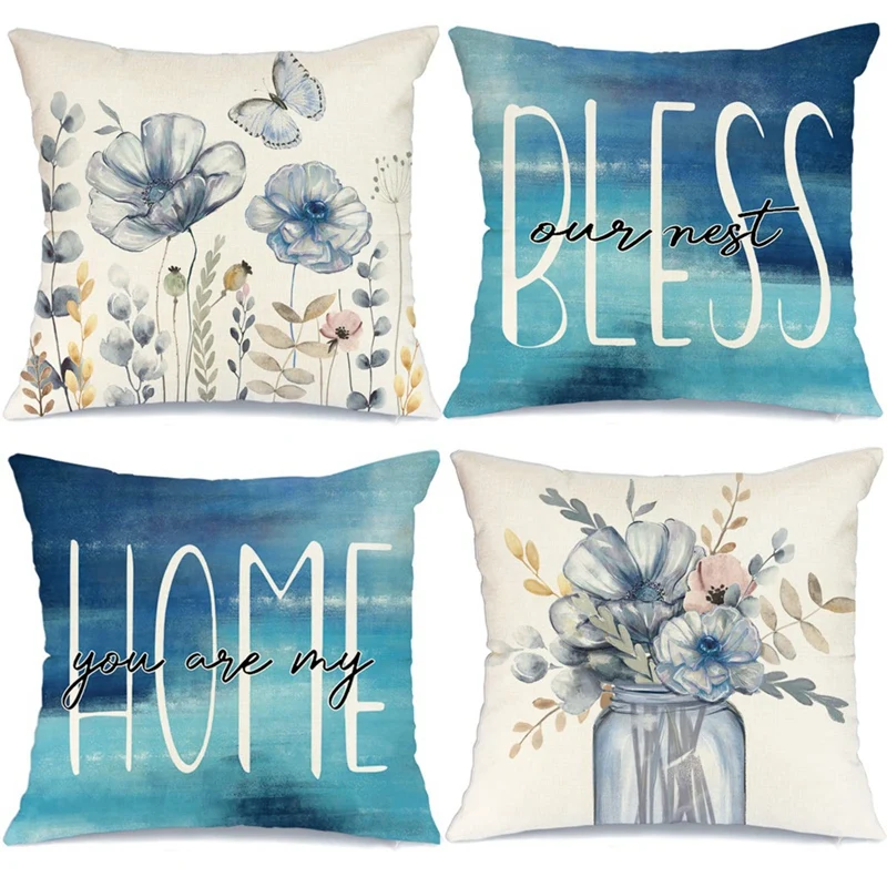 

18 X 18 Set Of 4 Spring Pillow Covers Spring Decorations Farmhouse Throw Pillows Home Decor Sofa Couch Cushion Cases