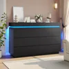 Modern 6 Drawer Dresser with Sliding Desktop, Wide Chest of Drawers with Charging Station & LED Lights 1