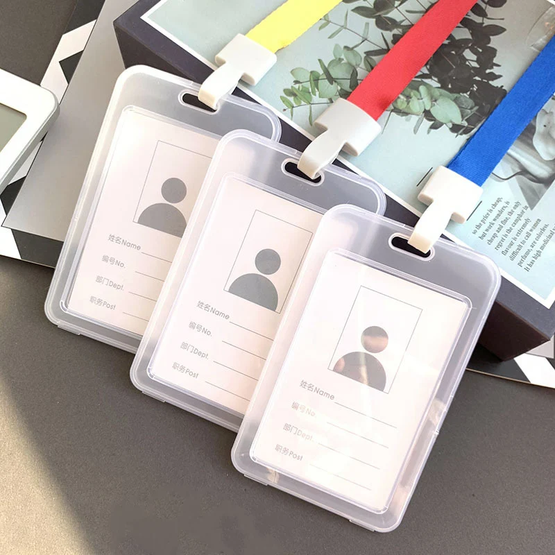 

1pc Transparent Badge Holder Employees Staff ID Tag Working Permit Case Pass Work Card Cover Case Badge Holder Sleeve Lanyard