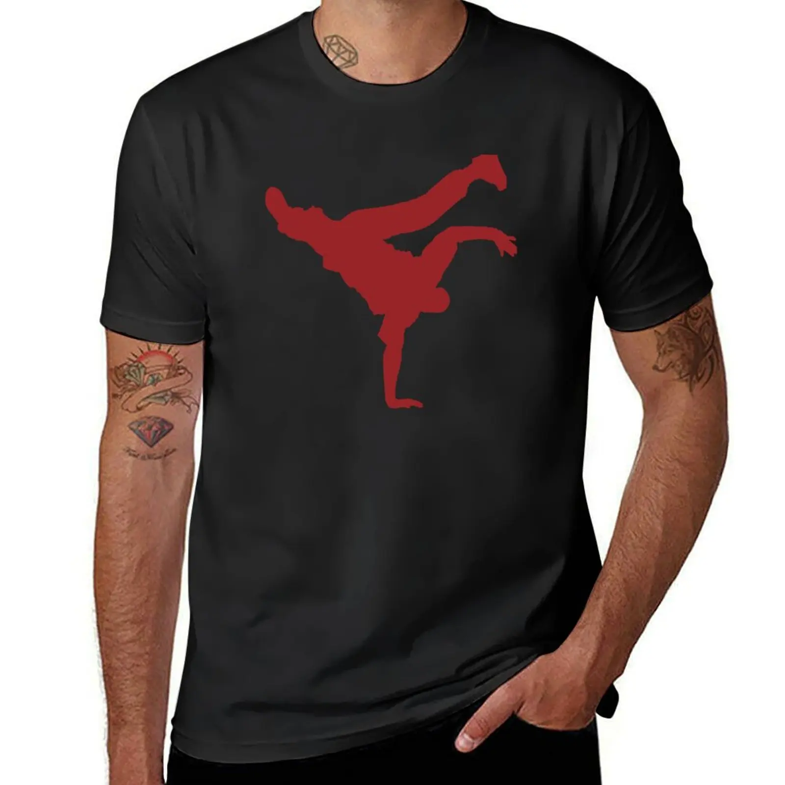 BBOY pose red T-Shirt tees vintage clothes vintage t shirt for men