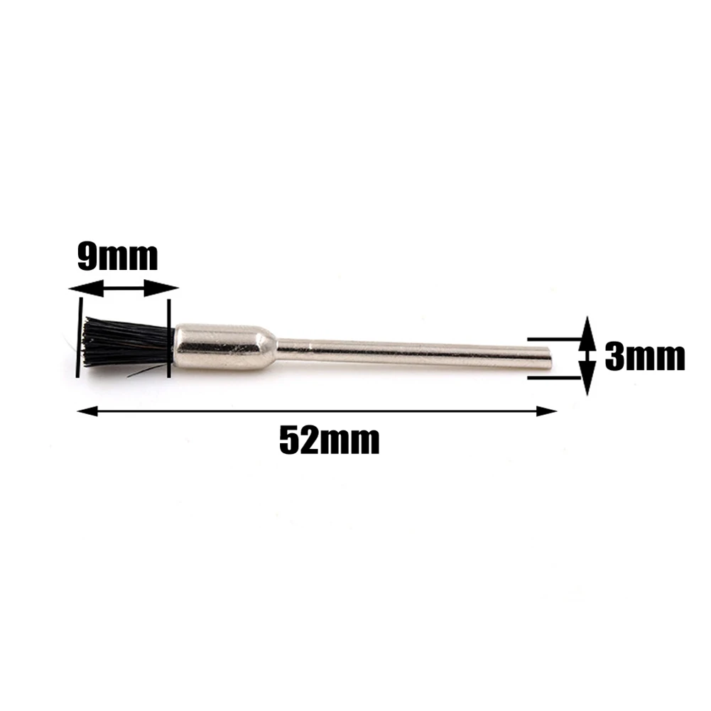 10pcs Nylon Wire Brush Kit 3mm Shank Abrasive Polishing Tool Bit Polishing For Wood 52mm Length 5mm Head Diameter Wire Brushes