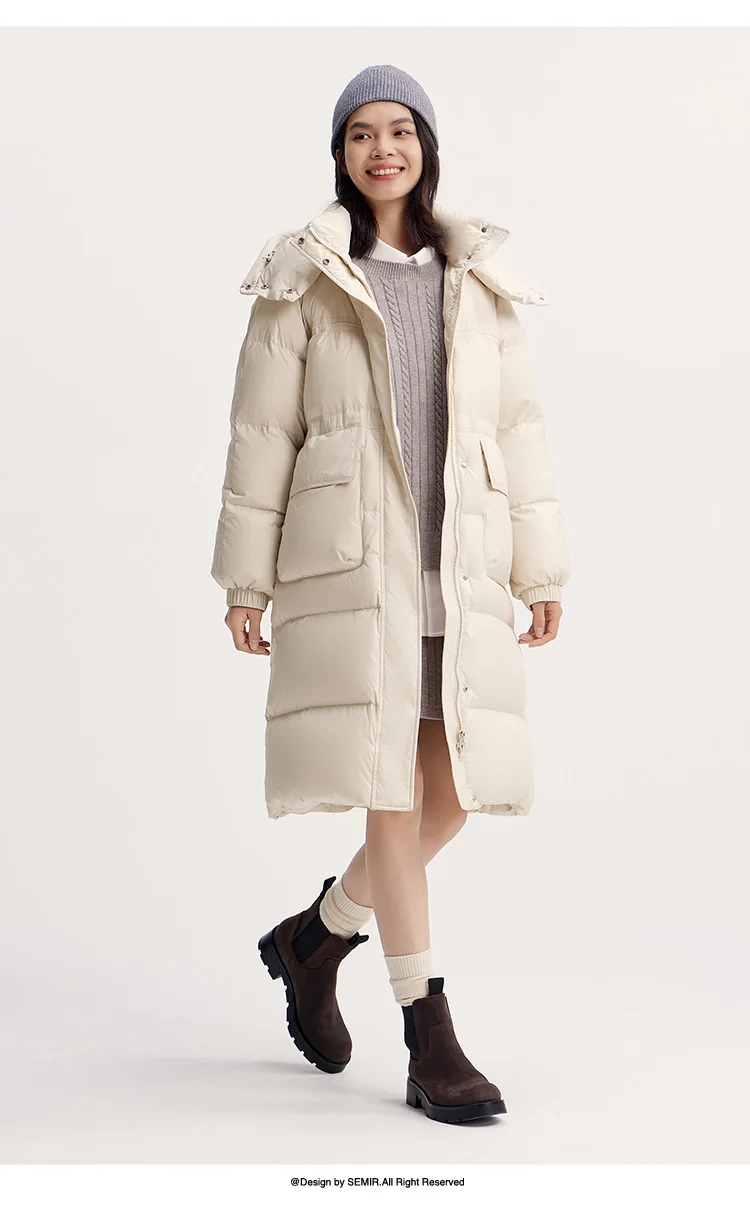 Down Jacket Women Long Length Detachable Hooded New Winter Textured Winter Clothing