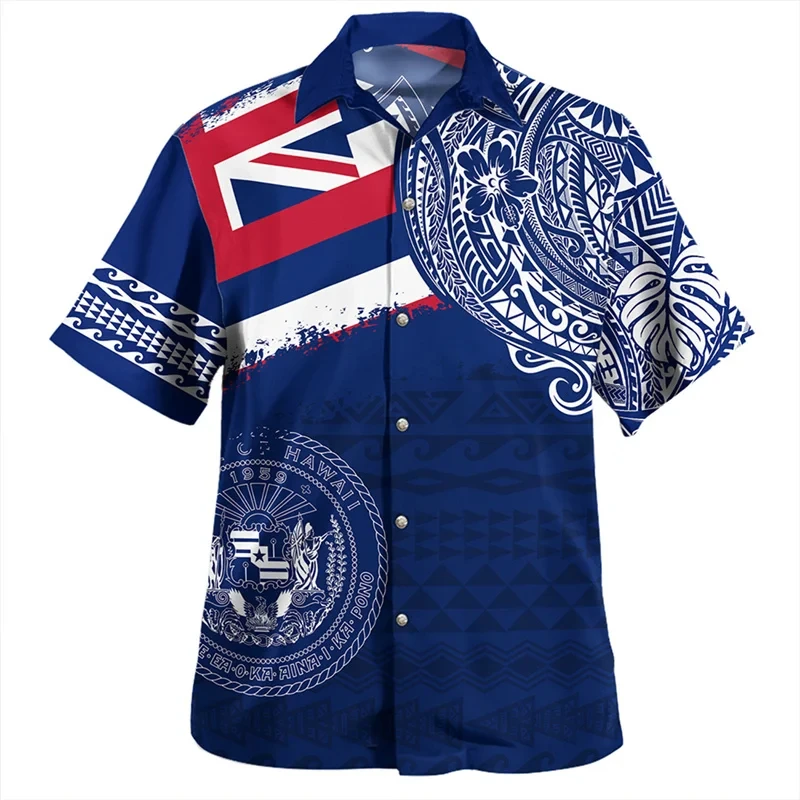thumbnail image 1 of Camisetas hawaianas polinesias americanas con impresión 3D completa para hombre, camisetas de playa de manga corta de gran tamaño a la moda de verano, 1 of 4