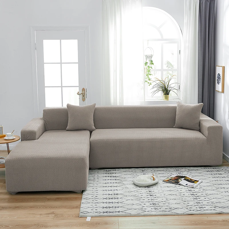Jacquard Sofa Cover For Living Room Slipcovers Stretch Polar Fleece Armchair Protector Elastic L Shaped Sofa 1/2/3/4 Seater 6