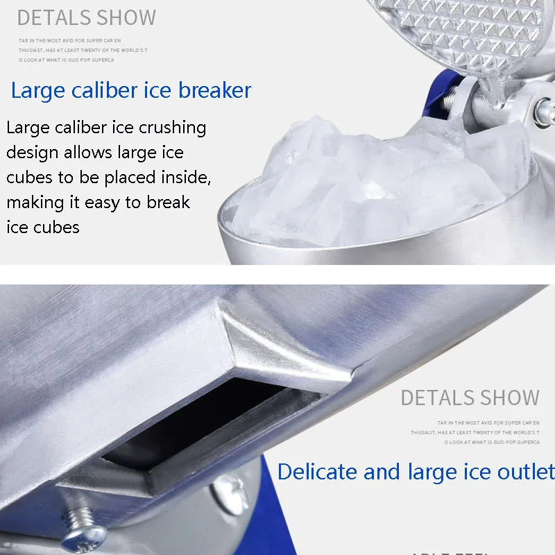 Shaved Ice Machine Strong Powerful For Home&Commercial Use,Steel Ice Crusher With Dual Blades&Lips,Higher Out