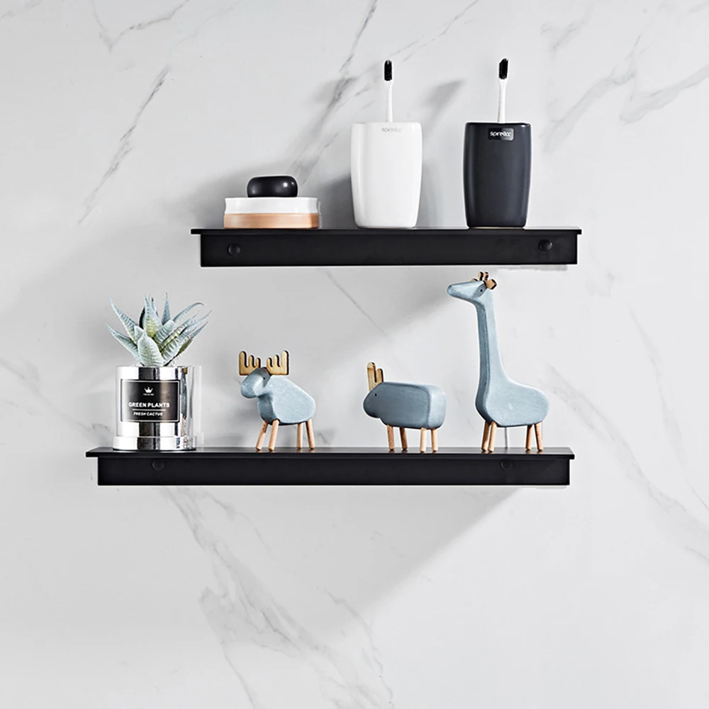 30/40/50CM Bathroom Shelf Aluminum Floating Shelves for Wall Mounted Shower Organiser Kitchen Storage Rack Bathroom Accessories 4