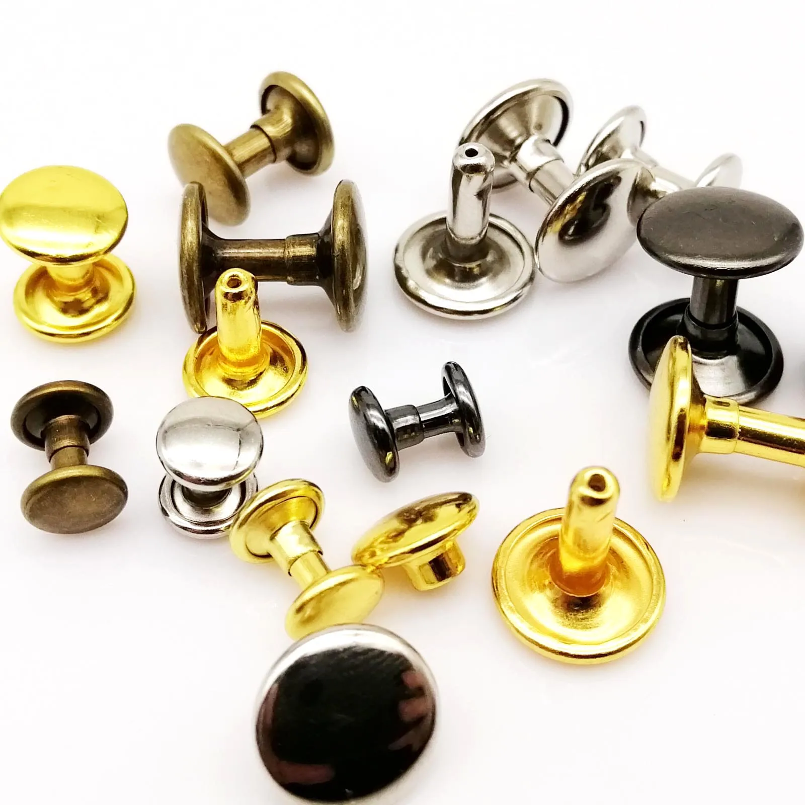 100sets 6mm 8mm 10mm Metal Double Cap Side Round Rivet for Leather Belt Wallet Bag Shoe Clothes DIY, metal rivets,belt strap rivets,leather rivets