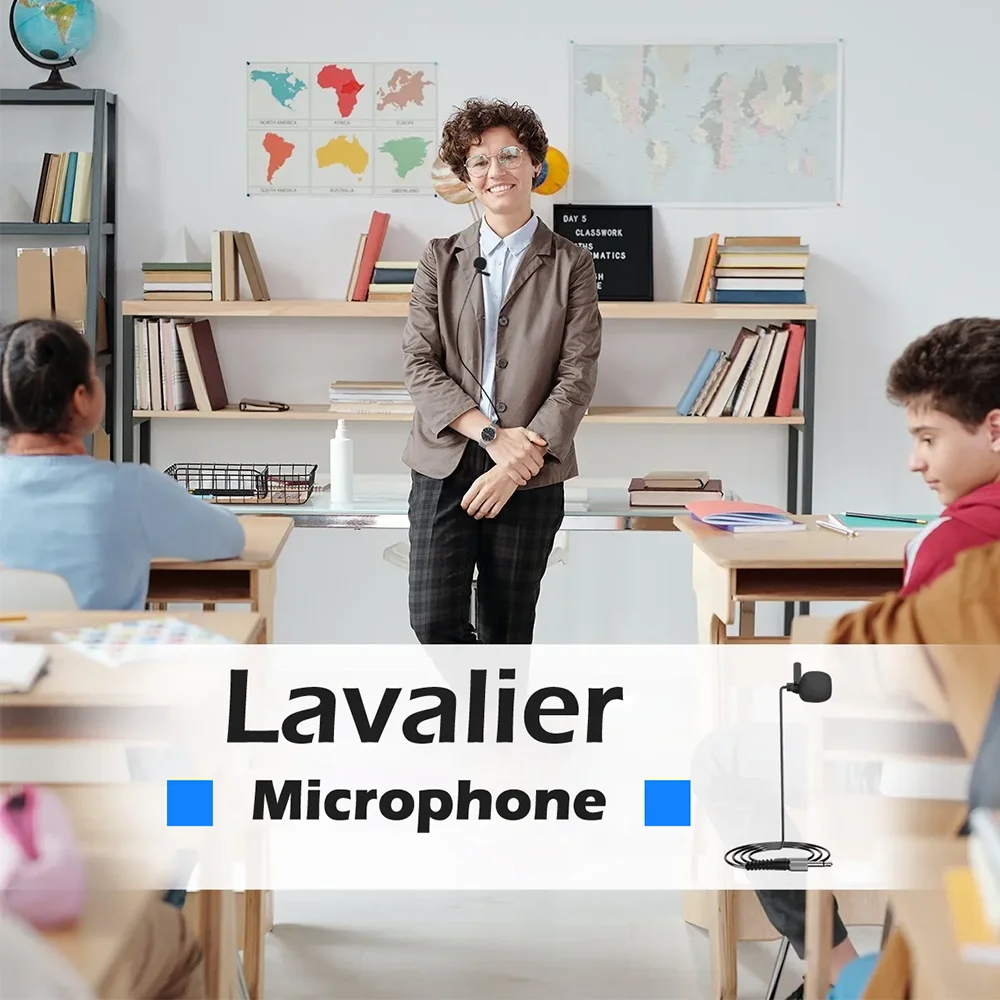 Portable Wireless Headset Microphone Lavalier Mic System 80m Teaching Speech Interview Vlog Live Recording for PC iPhone Android microphone for computer