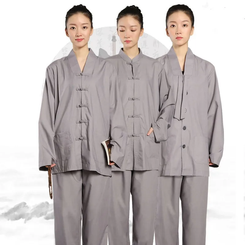 Buddhism Meditation Lohan Clothes Lay Monk Costume Shaolin Temple Clothing Robe Zen Clothes Buddhist Monks Costume