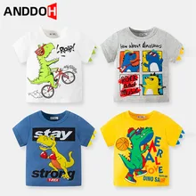 T shirts à manches courtes pour enfants, 2T 7T, dessin animé de dinosaure, hauts pour garçons, mode d'été, vêtements pour bébés, 2022