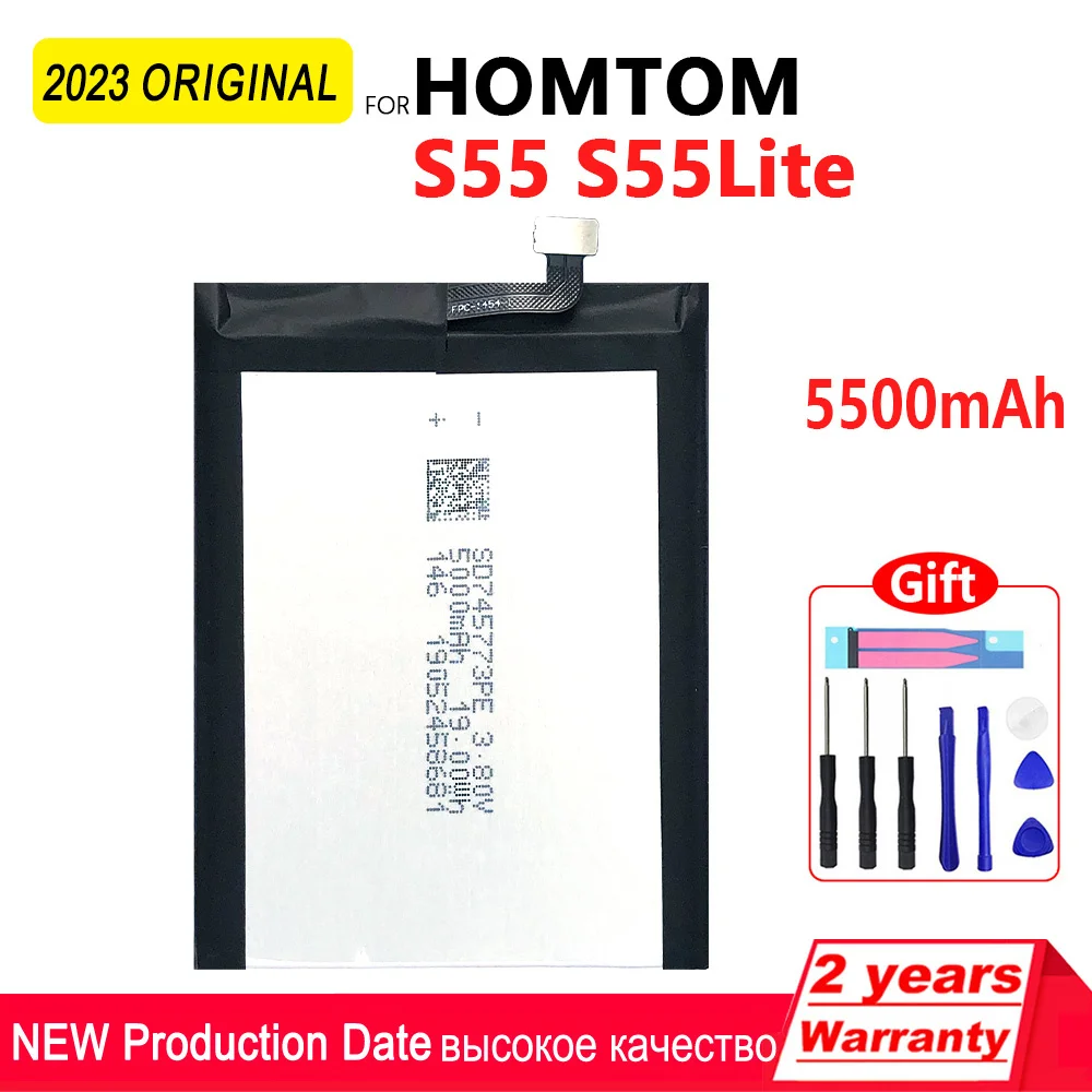 100% Original 5500mAh S55 Rechargeable Phone Battery For HOMTOM S55 High quality Replacement Batteries With Tracking Number