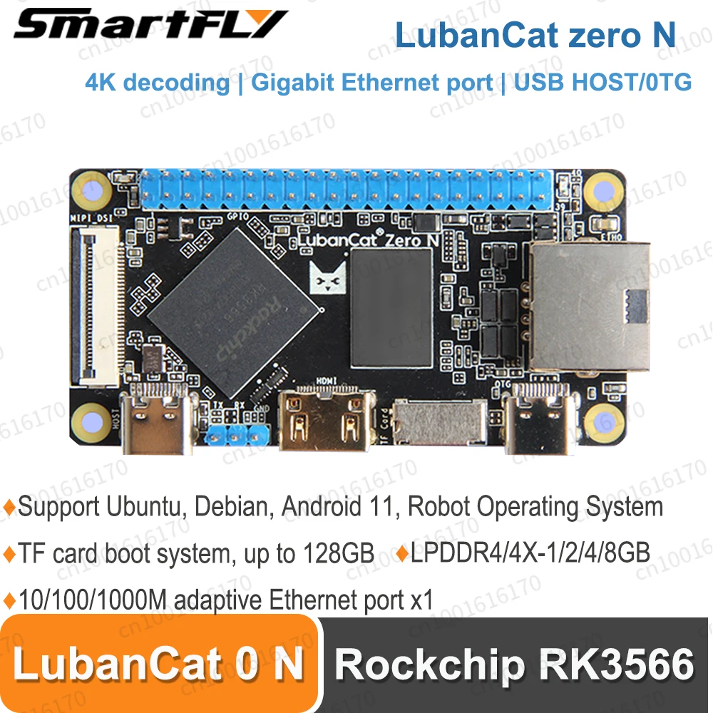 Smartfly Lubancaat Zero N Card Computer Rk3566 Scheda Di Sviluppo 1Gb/4Gb Gigabit Ethernet Port 1Top Npu 4K Decodifica Usb Host