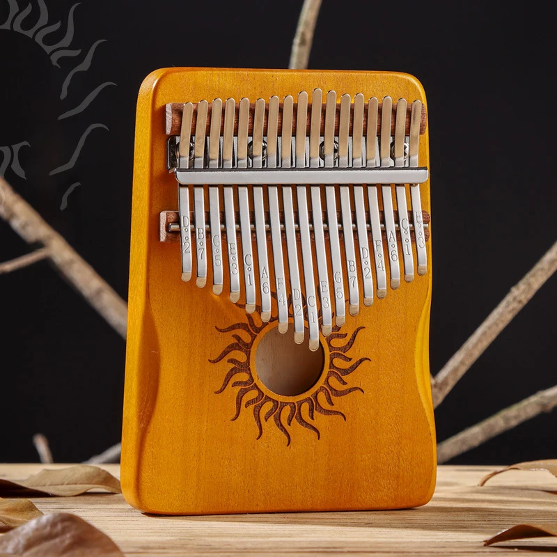 Hluru Kalimba de 21 teclas, instrumento Musical de madera de arce completo, 17 teclas con agujero de sonido Mbira para principiantes