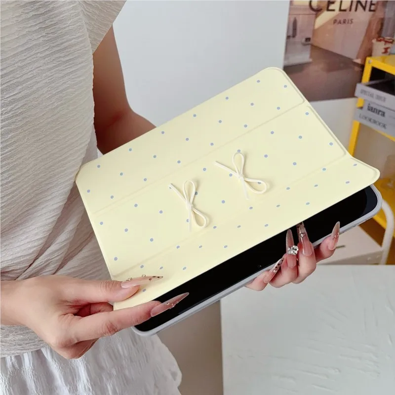 3D Minimalist Bow Polka Dots Cute Sweet Tablet Case Cover