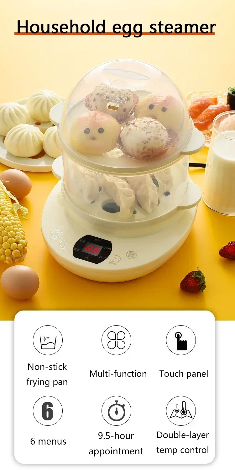 Description Picture 2 of itemElectric Food Steamer Heater Egg Boiler Custard Egg Cooker Omelette Steak Maker Breakfast Cooking Machine Frying Pan 220V