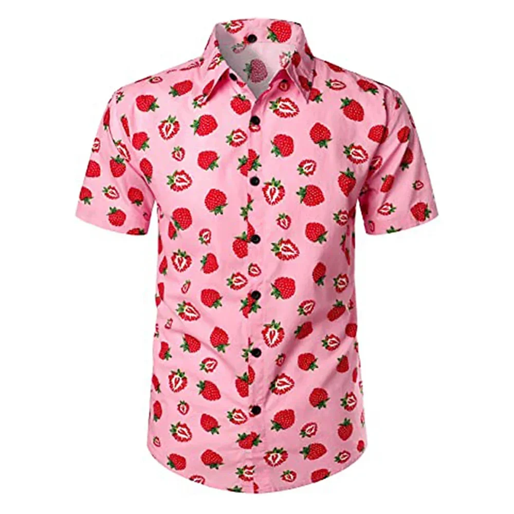 Men's Short Sleeved Shirt, Hawaiian Shirt, Fruit, watermelon, Banana Pattern Print, Street Casual, Printed Button Down Jacket