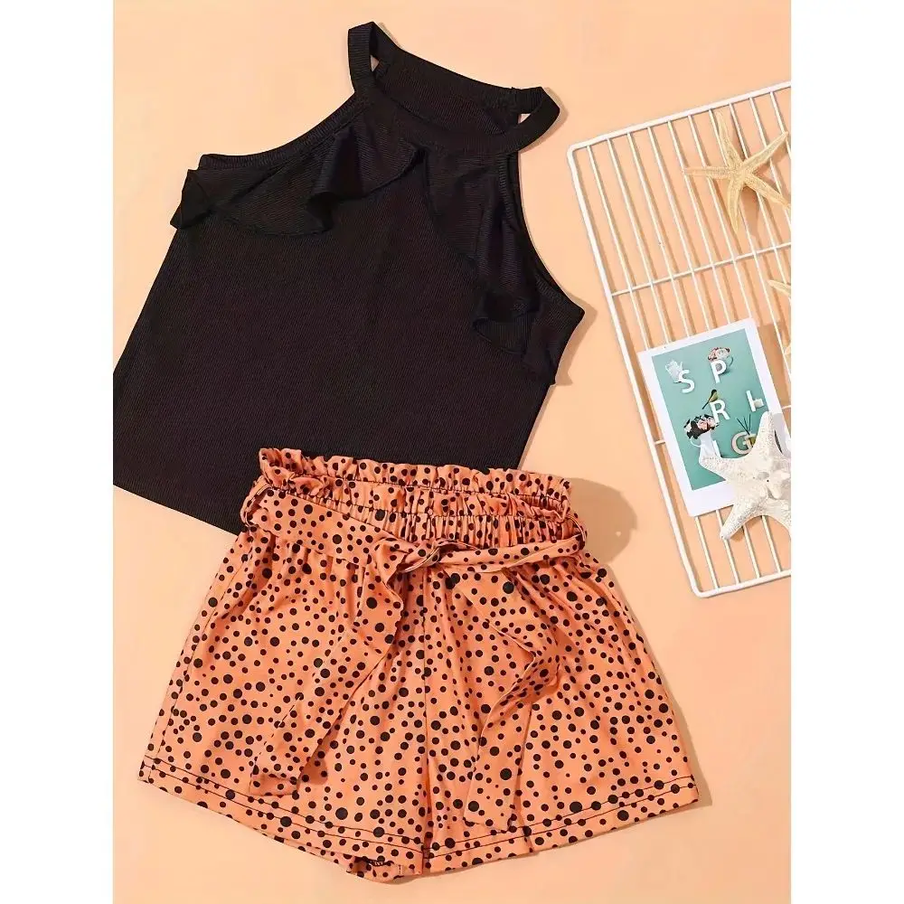 Girl's Polka Dot Shorts and Halter Top 1