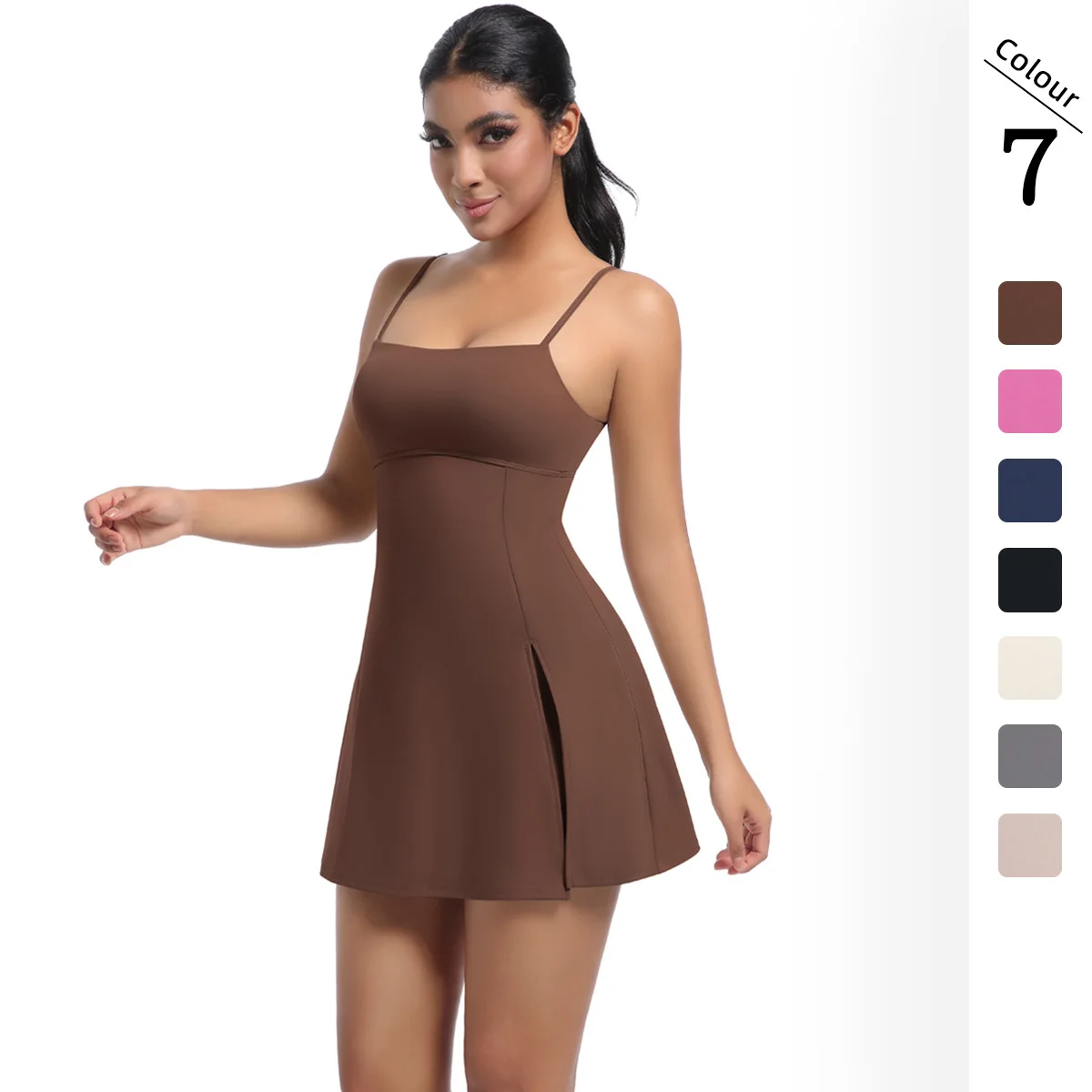 New Anti-exposure Basic Sports Dress With Chest Pad Breathable Outdoor Golf Beauty Back Sling Yoga Tennis Skirt Women