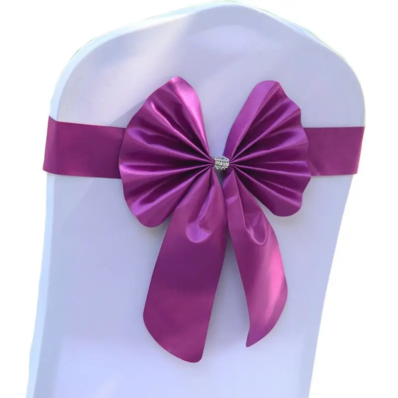 Chair Sashes Tie Satin Knot Cover Back Colourful Ribbon Belt Bow For Hotel Banquet Wedding Party Event Kindergarten Decoration