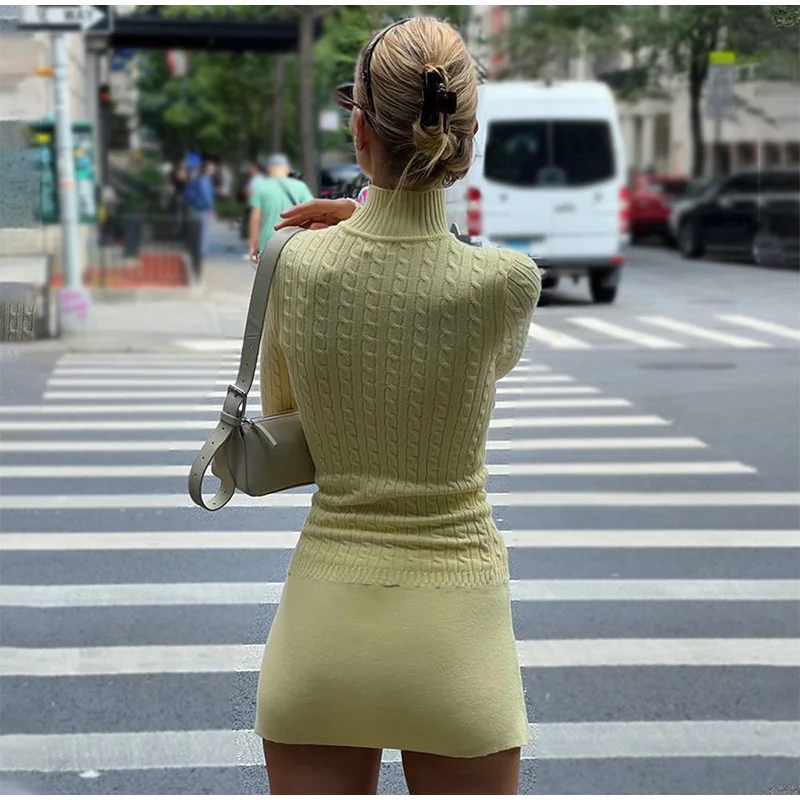 Casual Knitted Solid Zipper Sweater Woman Vintage Slim Fit Stand Collar Cardigan Sweaters Lady Autumn Versatile Street Knitwear
