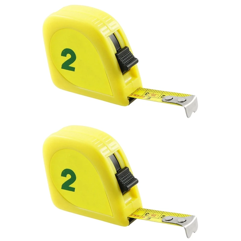 

2X Yellow 2M 6FT Tape Meter Measuring Tape Scale Metal Capsule