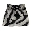 Spring and Summer New Korean Spice Girl Irregular Tie Dye High Waist Straight A-line Denim Wrap Hip Short 3