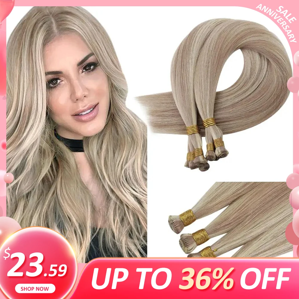 

[New]VeSunny Invisible Hand Tied Virgin Human Hair Weft Sew in Remy Hair Skin Weft Straight Remy Hair Bundle 10g/Bundle #P18/613