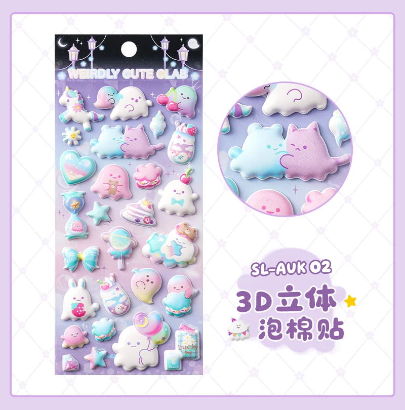 4 Stück Cartoon-Bär-Geist 3D Puffy Sticker Scrapbooking DIY Journal Schreibwaren Aufkleber Niedliche Schulbedarf Geschenk – Detail 12