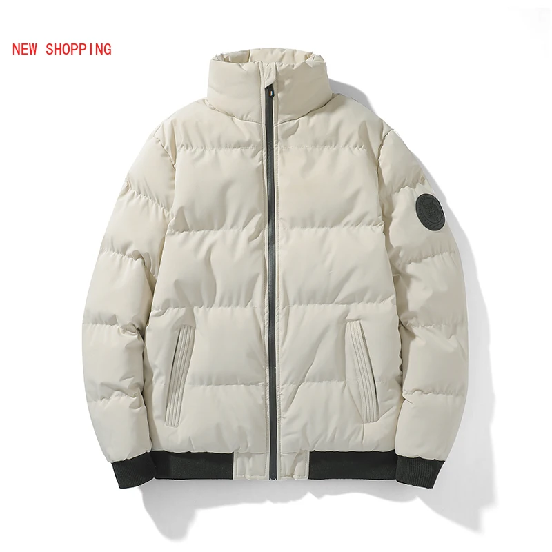 Stand Collar Warm Thick Cotton-padded Jackets Men Clothing Zipper Mens Jacket Solid Plus Size Winter Coat Male 4 Color M-8XL