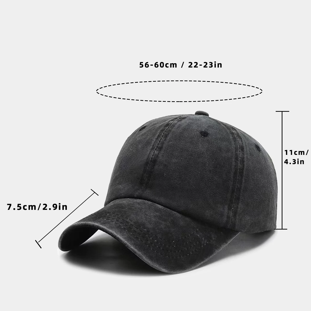 Hat Women's 2025 New Style American Gray Easiest for Match Peaked Cap Men's Casual Sun Shade Baseball Cap Showing Face Small Sun Hat